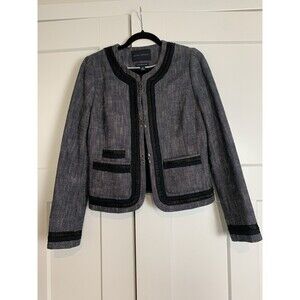 Banana Republic Black/White Tweed Lined Blazer Coco Jacket Size 12